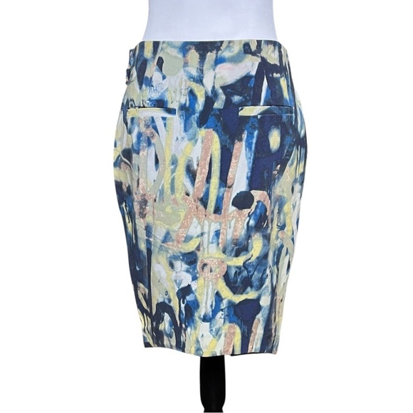RACHEL Rachel Roy Skirt Size 4 Blue Printed Hardware-Detail Envelope Pencil - Picture 8 of 14